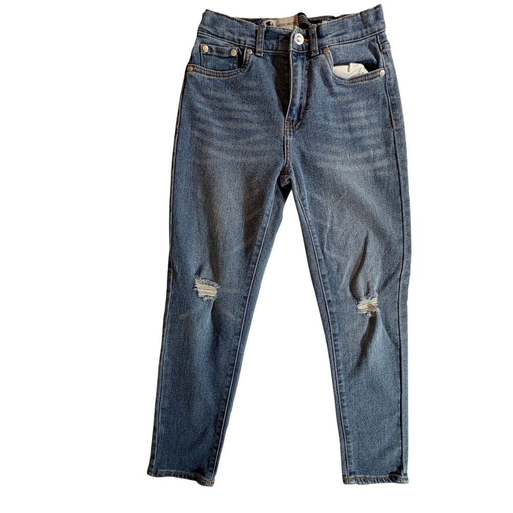 Levi's SilverTab Mini Mom Jeans Girls Size 10 Reg Distressed Blue Tapered Denim